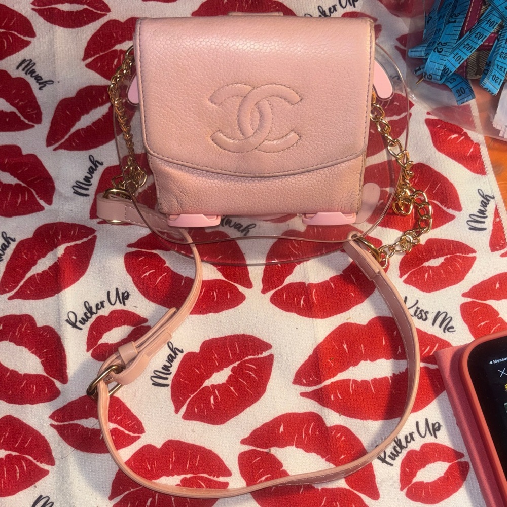 CHANEL Pink Mini Wallet with Gold Chain